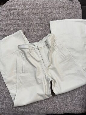 J Brand Off-White Leather Pants - Straight Leg